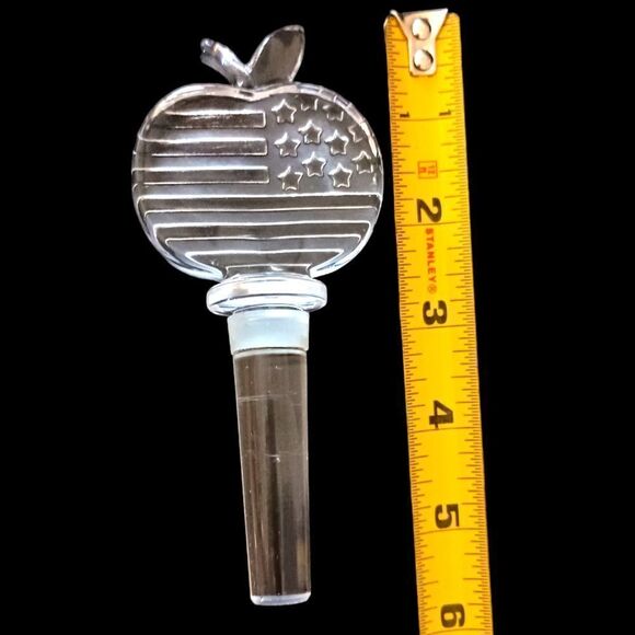 Mikasa Patriotic Crystal Wine Bottle Stopper Apple Stars & Stripes American Flag - Picture 2 of 14